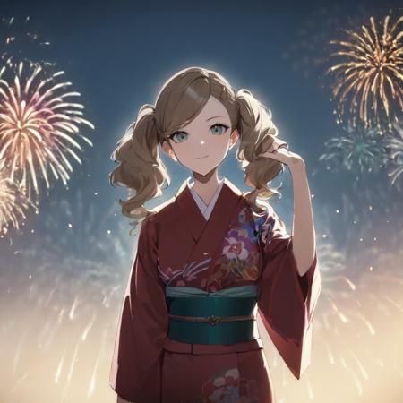 38986-1279261909-1girl, takamaki ann, wearing kimono with fireworks in background, (masterpiece), cinematic, beautiful light, best quality, newes.png